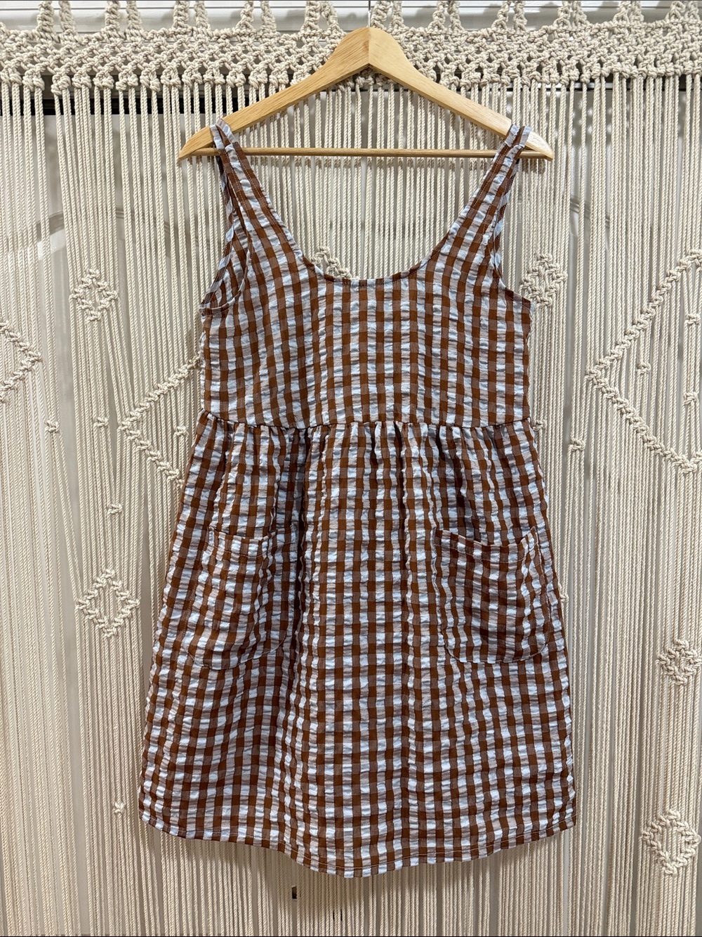 Urban Outfitters Brown & White Gingham Sundress - Women Size S